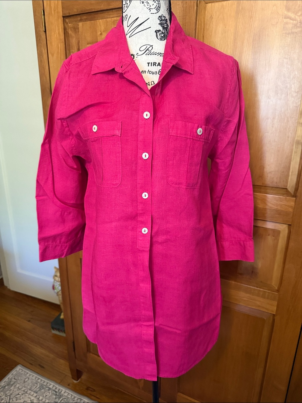 Chico's Bright Fuchsia Button-Front Tunic